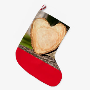 wooden heart large christmas stocking