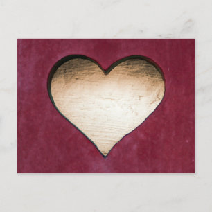 Wooden heart red design postcard