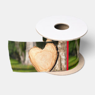 wooden heart satin ribbon