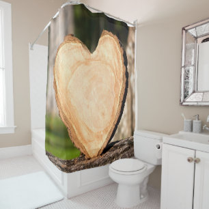 wooden heart shower curtain
