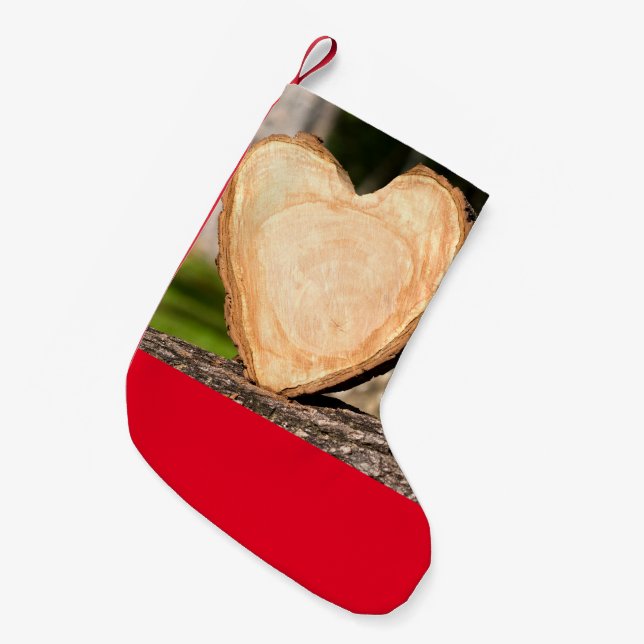wooden heart small christmas stocking (Front (Hanging))