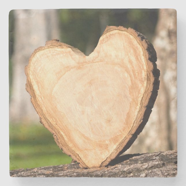 wooden heart stone coaster (Front)