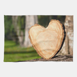 wooden heart tea towel