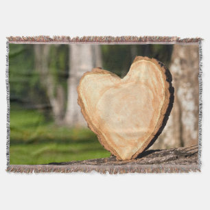 wooden heart throw blanket