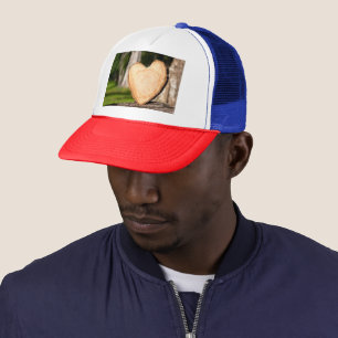 wooden heart trucker hat