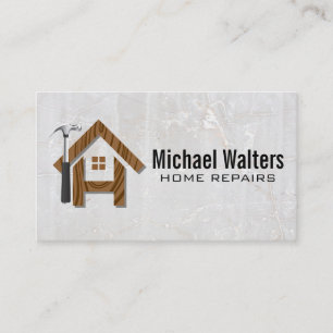 Wooden Home   Hammer   Construction Repair Business Card