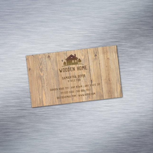 Wooden Home | Professional Real Estate Magnetic Business Card (In Situ)