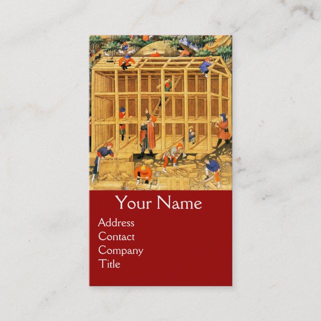 WOODEN HOUSE CARPENTRY, ARCHITECTURAL CONSTRUCTION BUSINESS CARD (Front)