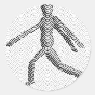Wooden Human Mannequin Classic Round Sticker