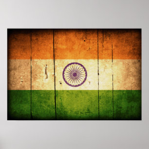 Wooden Indian Flag Poster