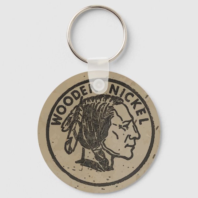 Wooden Indian Head Nickle, add text Magnet Key Ring (Front)