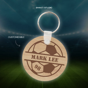 Wooden-Inspired Soccer Team Sports Keychain