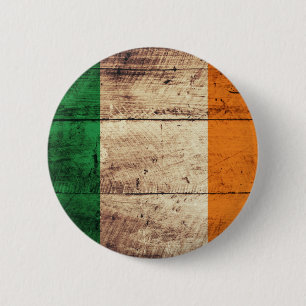 Wooden Ireland Flag 6 Cm Round Badge