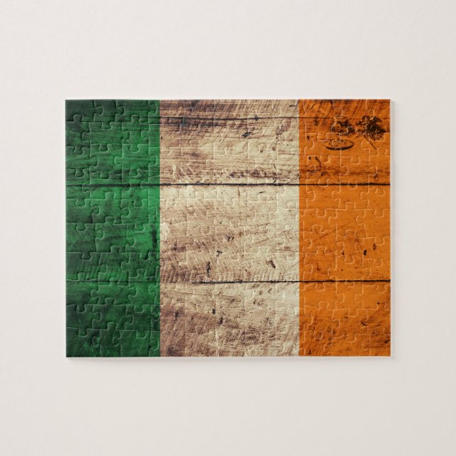 Wooden Ireland Flag Jigsaw Puzzle (Horizontal)