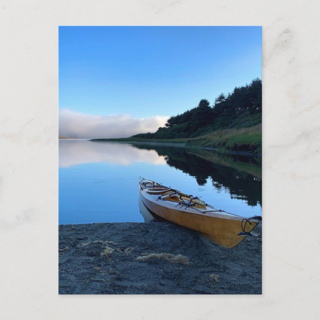 Wooden Kayak at Dawn Beach Postcard (Front)