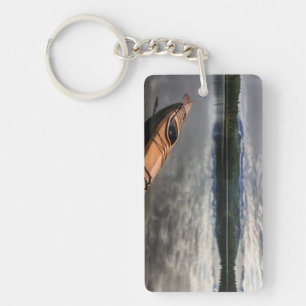 Wooden kayak on shore of Beaver Lake Key Ring