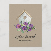 WOODEN KRAFT FLORAL BIRD HOUSE MOVING NEW ADDRESS