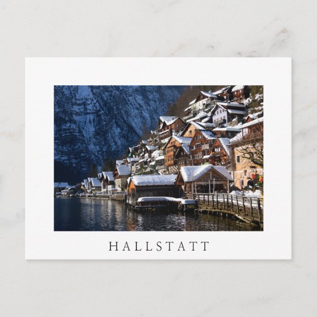 Wooden lakeside houses in Hallstatt, Austria Postcard (Front)