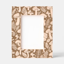 Wooden Landscape Picture Frame Mushroom Pattern