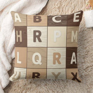 Wooden Letter Grid Cushion