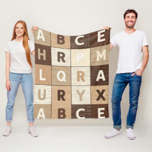 Wooden Letter Grid Fleece Blanket