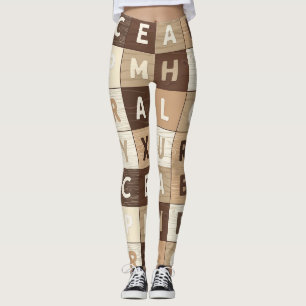 Wooden Letter Grid Leggings
