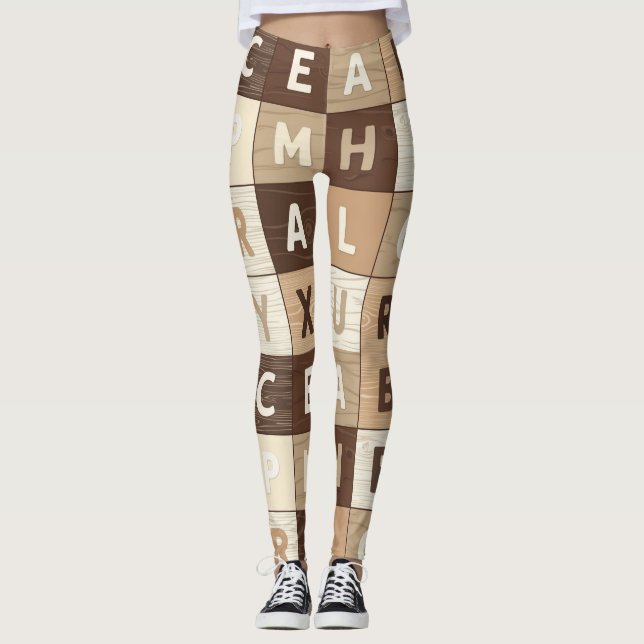 Wooden Letter Grid Leggings (Front)