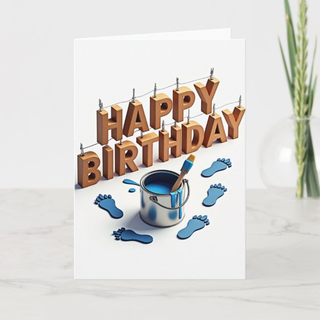 Wooden Letters Birthday Card (Front)