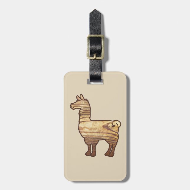Wooden Llama Luggage Tag (Front Vertical)