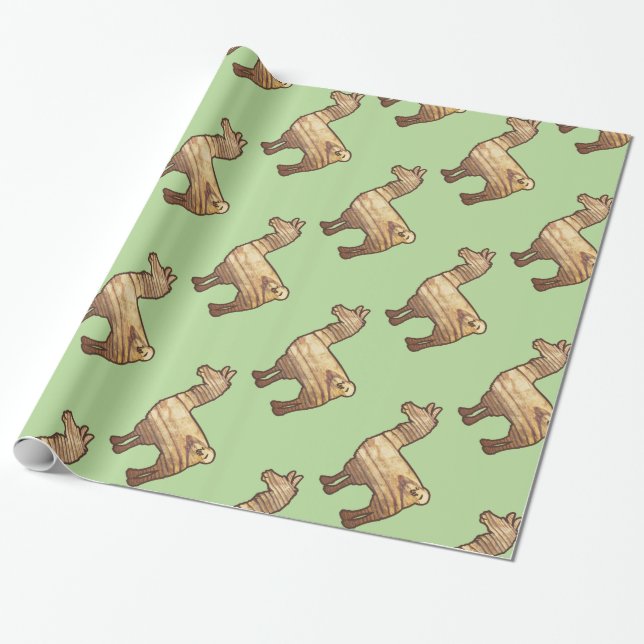 Wooden Llama Wrapping Paper (Unrolled)