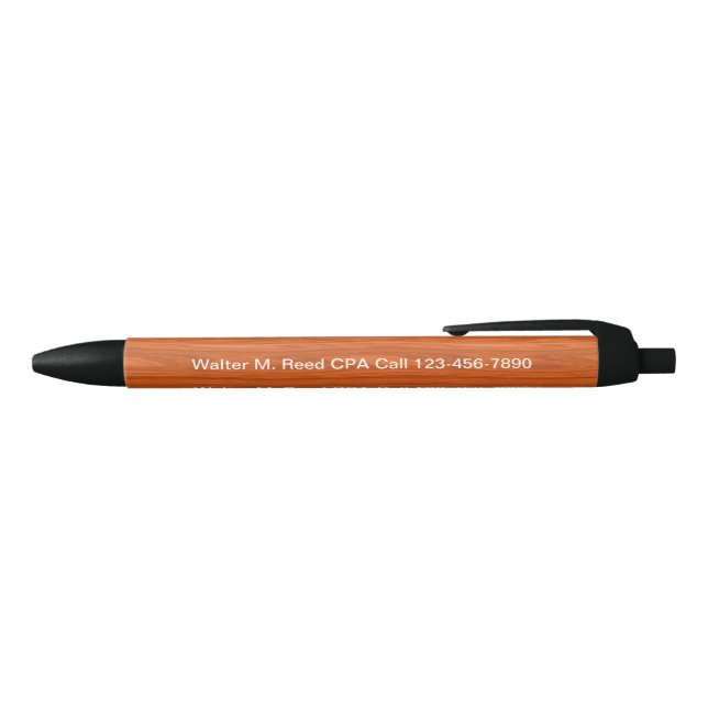Wooden Look Accountant Black Ink Pen (Top)