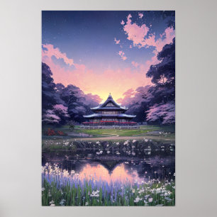 Wooden Mansion Amidst Nature's Embrace Poster