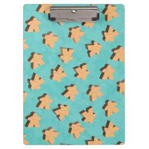 Wooden Meeple on Teal   Board Game Clipboard