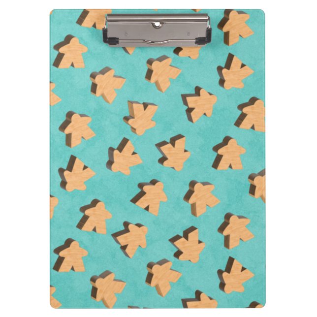 Wooden Meeple on Teal | Board Game Clipboard (Front)
