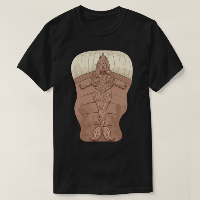 wooden Mermaid Sticker T-Shirt (Design Front)