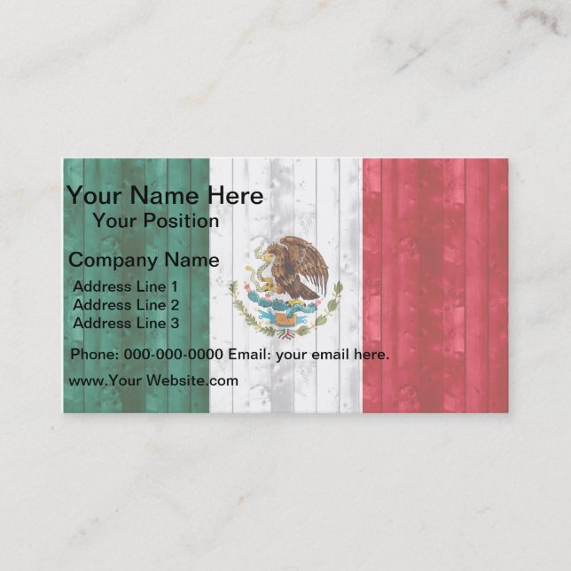 Wooden Mexican Flag Business Card (Front)