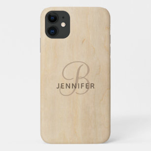 Wooden Monogram Personalised Name iPhone 11 Case