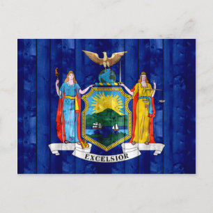 Wooden New Yorker Flag Postcard