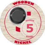 Wooden Nickel Magnet<br><div class="desc">This design features a depiction of a wooden nickel. It has graphic effects to give it a wood grain look and the look of an edge to the nickel. It is inspired by the phrase "Don't Take Any Wooden Nickels". The phrase is a warning not to be conned. To view...</div>