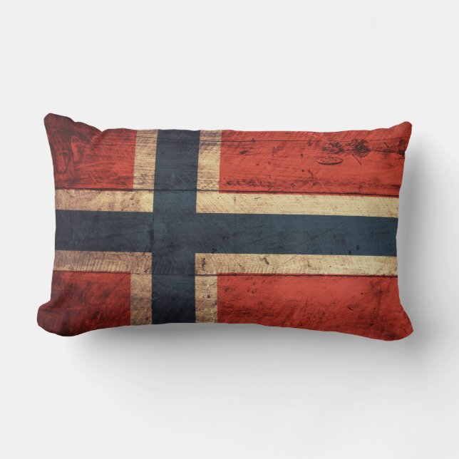 Wooden Norway Flag Lumbar Cushion (Front)