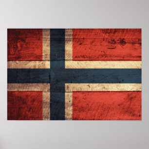 Wooden Norway Flag Poster