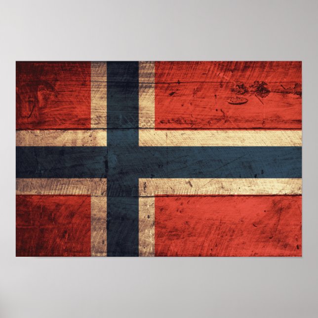 Wooden Norway Flag Poster (Front)