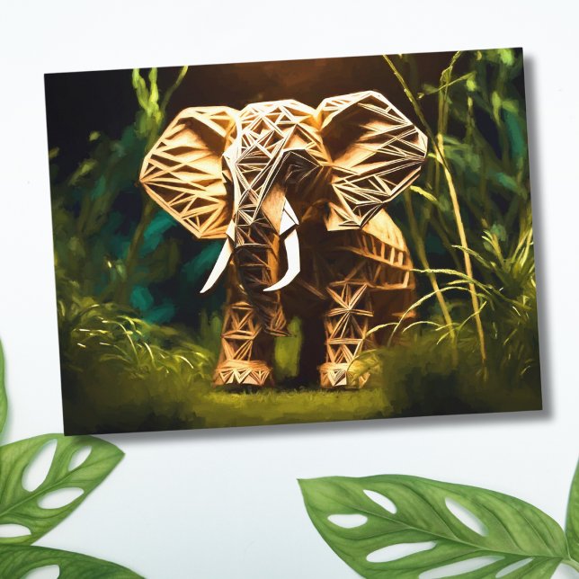 Wooden Origami Elephant Postcard (Creator Uploaded)