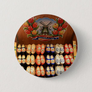 Wooden painted clogs, Holland 2 6 Cm Round Badge