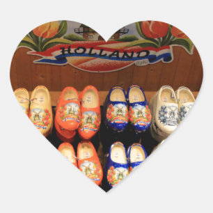 Wooden painted clogs, Holland 2 Heart Sticker