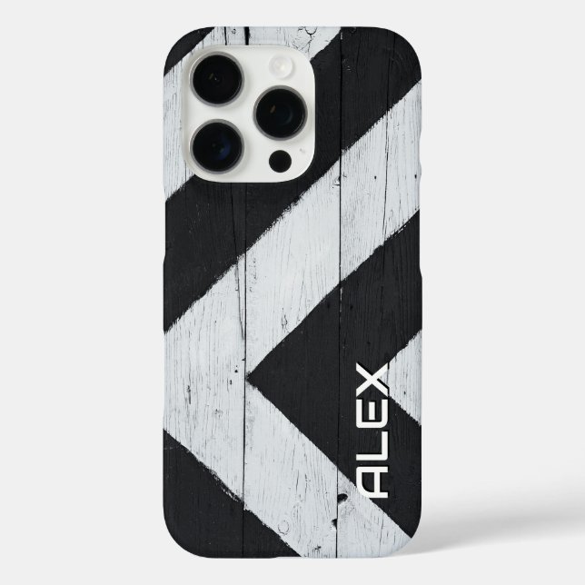 Wooden Panel with Black and White Arrow Stripes Case-Mate iPhone Case (Back)
