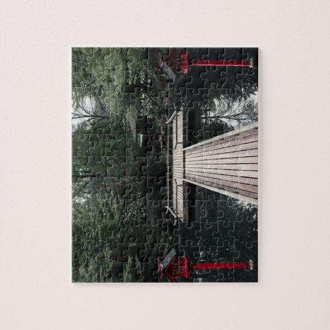 Wooden Pier framed by red Lanterns Jigsaw Puzzle (Vertical)