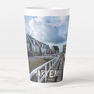 Wooden pier in Marken, Netherlands Latte Mug