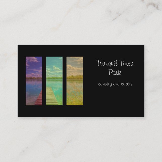 Wooden Pier over a Calm Lake Landscape Business Card (Front)