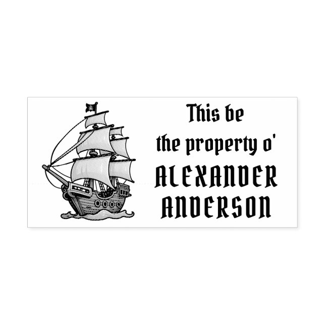 Wooden Pirate Ship Personalise Art Stamp (Imprint)